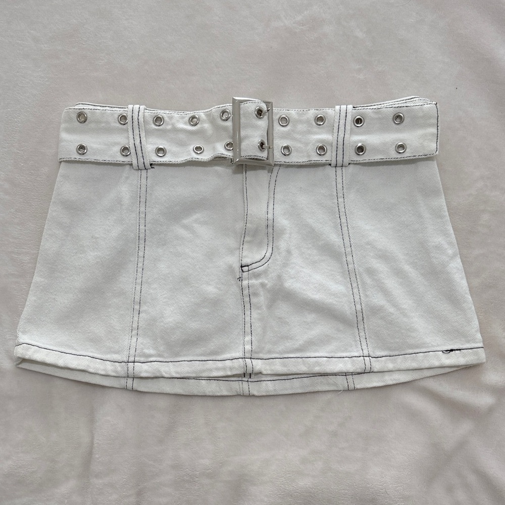 Y2K Mini Denim White Skirt